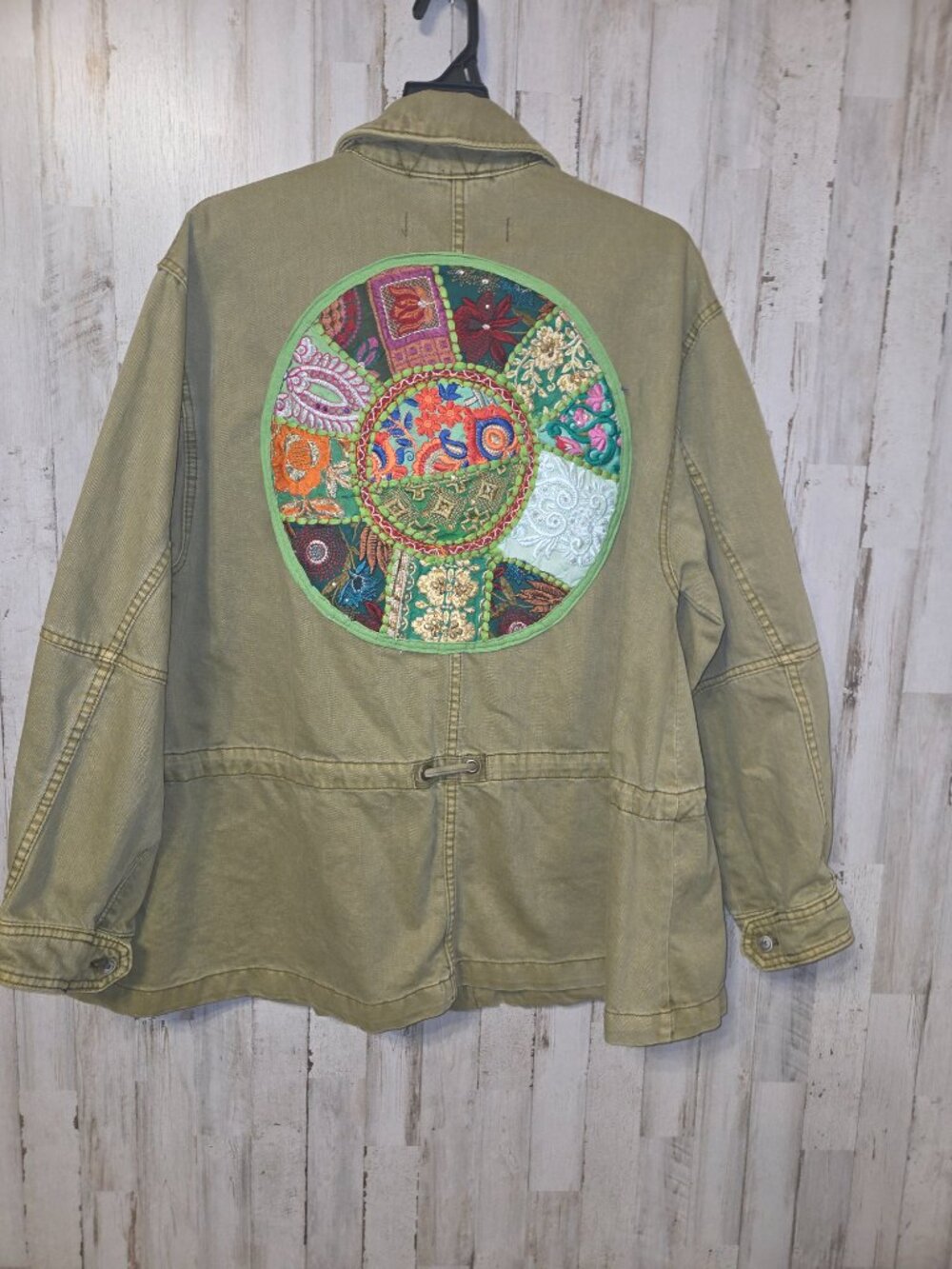 Free People size S The Day Military Utility Jacket Loose Embroidery Emblem Patch